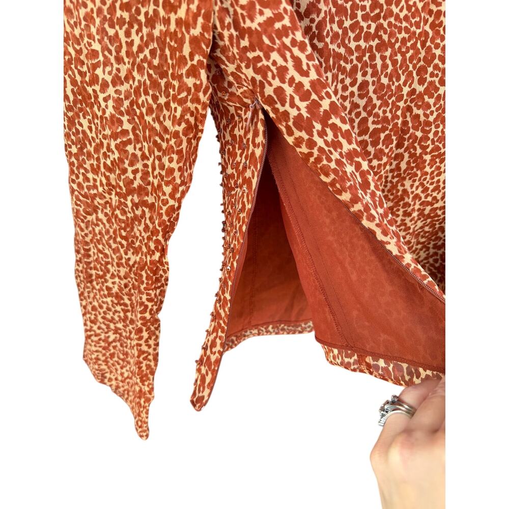 Vintage ICE Product Sequined Leopard Print Long Sleeve Blouse M - Picture 6 of 11